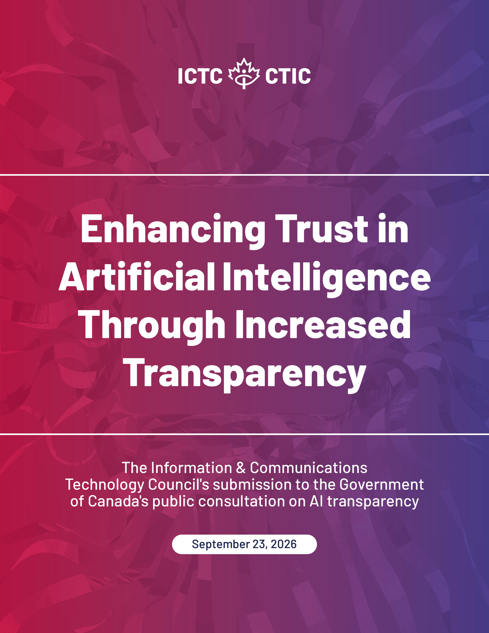 Cover page: ICTC Government of Canada AI Transparency Consultation Submission -