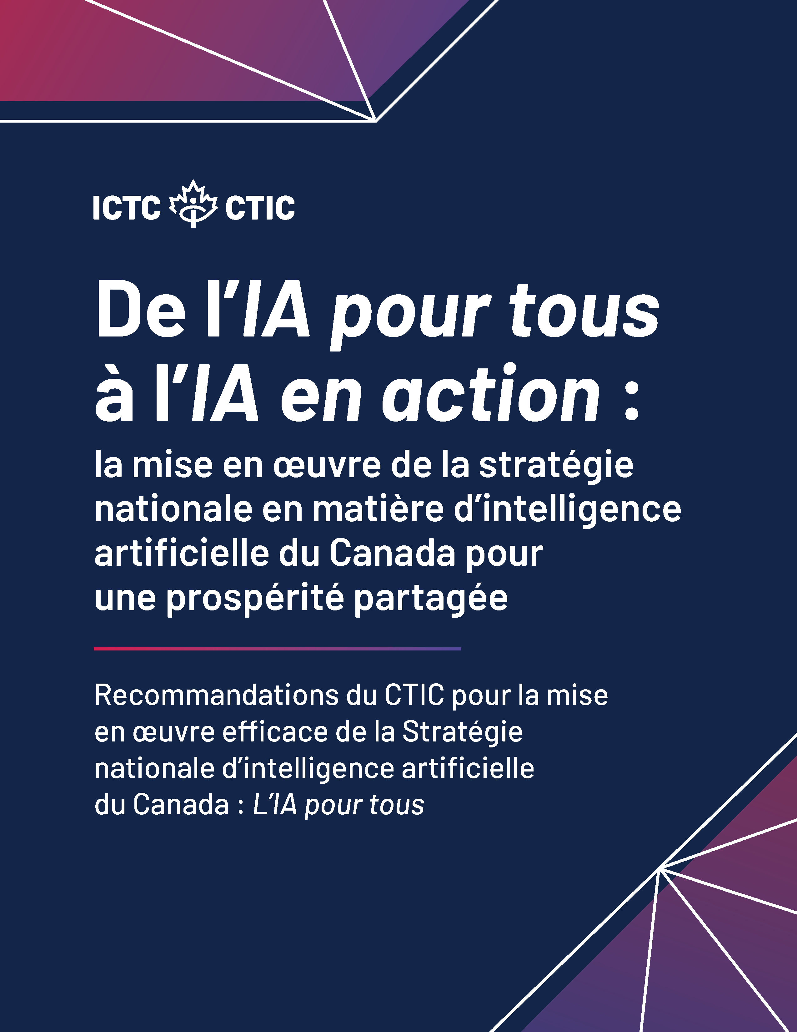 De l'IA pour tous a l'IA en action couverture du rapport.